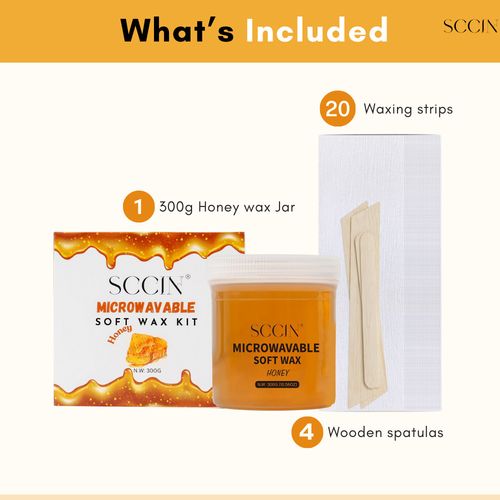 Hair Removal Soft Wax Kit 300g/Microwavable/20 Strips & 4 Spatulas,Face,Body Wax — image 6
