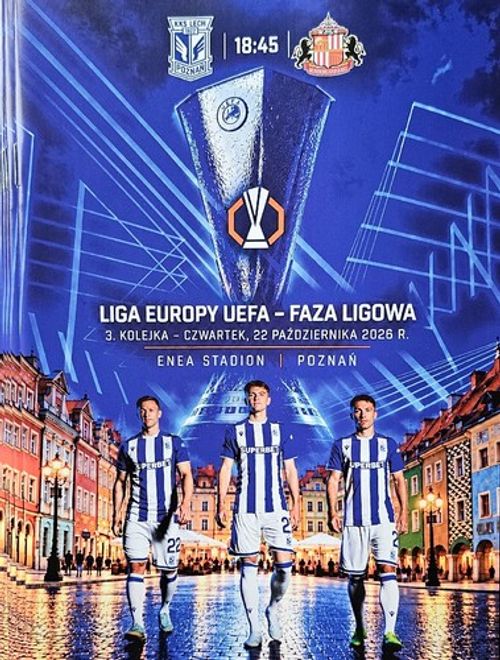 2026 LECH POZNAN v SUNDERLAND AFC UEFA EUROPA LEAGUE PROGRAMME HOME END ONLY