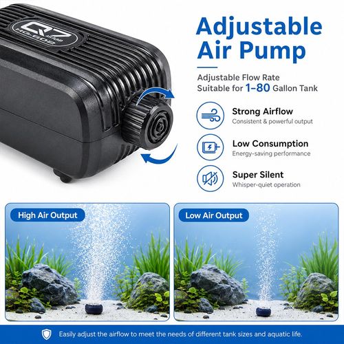 Silent Aquarium Oxygen Pump Air Pump Fish Tank Twin Outlet Valve Accessories UK — image 10