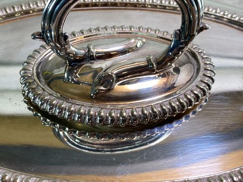 SILVER PLATED LIDDED OVAL LIDDED SERVING DISH / TUREEN antique MH&CO — image 2