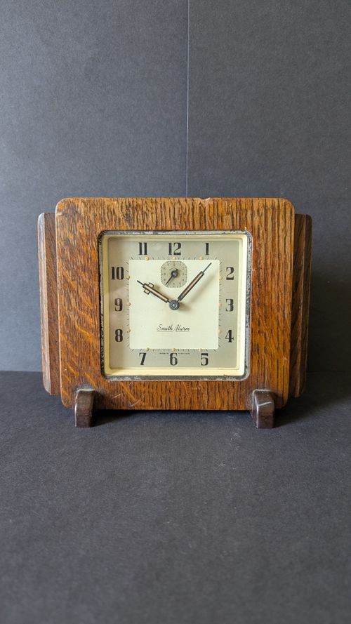 Art Deco Early 20th Century Mechanical Wind Up Smiths Alarm Clock Working Order — image 8