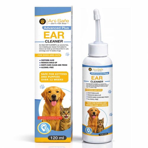 Ani-Safe Dog and Cat Ear Drops, 120ml, Cleanser, Aloe Vera wax blocked ears UK — image 1