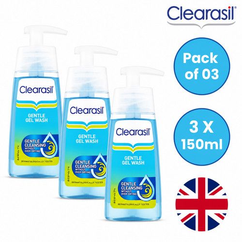 3x Clearasil Gentle Gel Wash Gentle Cleansing without Over-Drying All Skin 150ml