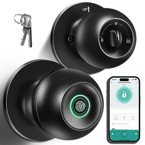 US Smart Door Knob Fingerprint Door Lock APP Control Biometric Key Keyless Entry — image 1