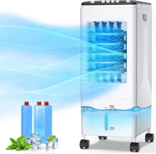 3-in-1 Portable Evaporative Air Cooler Fan 6L Tank 60° Oscillation Quiet 35dB