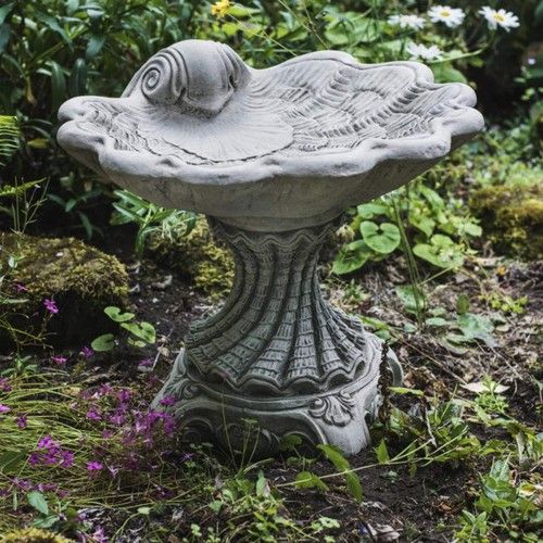 Highly Detailed Stone Cast Spiral Design Bird Bath UK Handmade DGS Statues 48kg