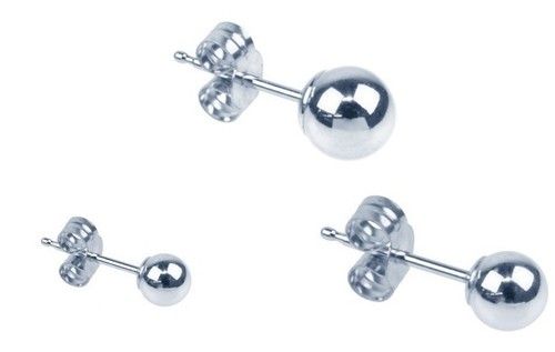  Men's 925 Sterling Silver Ball Bead Single Stud Earring 2mm,3mm & 4mm