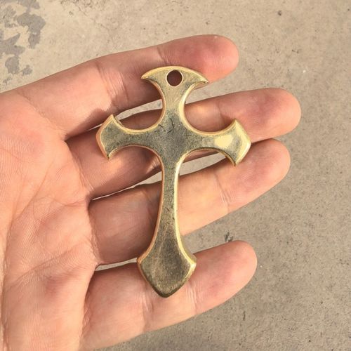 Unpolished - Brass Solid Cross Pendant EDC Tool - Surface not polished — image 5