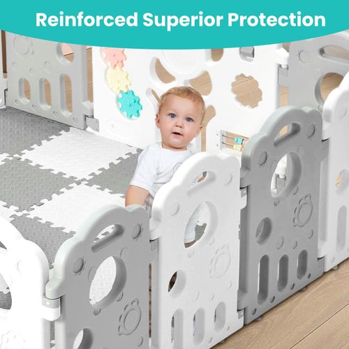 Baby Playpen Large Plastic Play Pen Bear Babies Fence & Foam Play Mat — image 7
