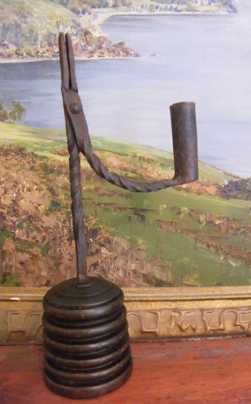 RARE RUSHLIGHT CANDLE HOLDER RUSH LIGHT RUSHNIP 18TH CENTURY #L4 — image 7