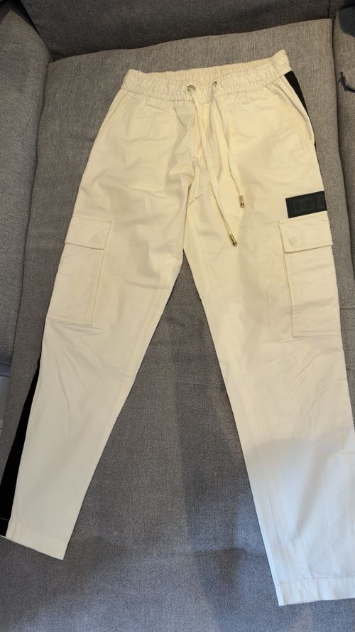 Dolce & Gabbana Men’s White Cargo Trousers 44 Tapered Elastic Drawstring — image 3