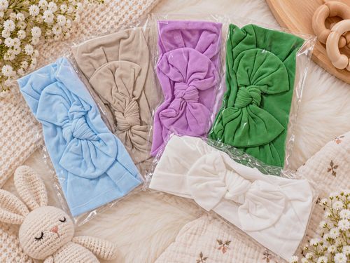 Baby Stretch Fabric Bow Headbands Set, Multicolour Colourful One Size — image 1