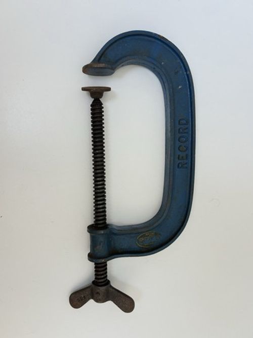 Vintage Record No 6  “G” Clamp Blue Wing Spindle Cast Steel Made In England