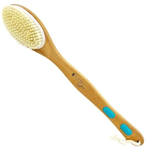 Body Brush Long Handle Bath Shower Back Scrubber Bamboo Natural Boar Bristles