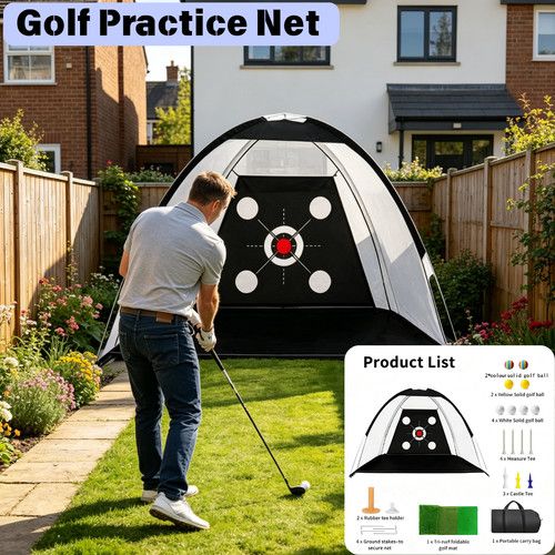 10x7ft Golf Practice Net with Mat & Balls Hitting Driving Chipping for Garden