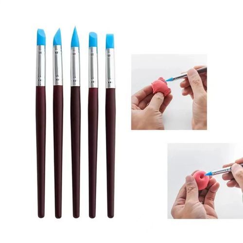 5Pcs Silicone Clay Sculpting Tools Set Pottery Ceramics DIY Nail Art Carving UK — image 2
