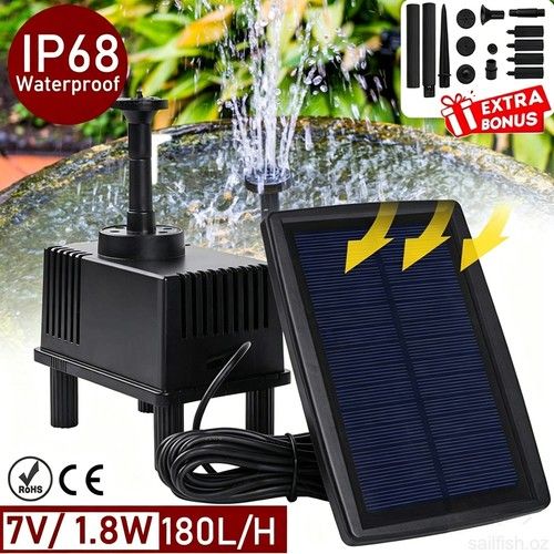 Solar Powered Water Pond With Filter Pump Garden Submersible Tank Pool Fountains