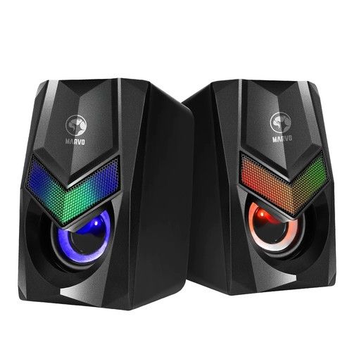 Marvo Scorpion Stereo 7 Colour RGB LED Gaming 6w Speakers USB Black PC Laptop