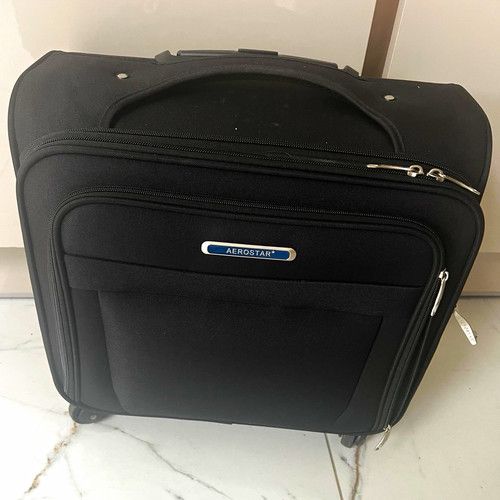 Aerostar Black Soft Suitcase 4-Wheel Spinner Trolley Handle Combination Lock 40L