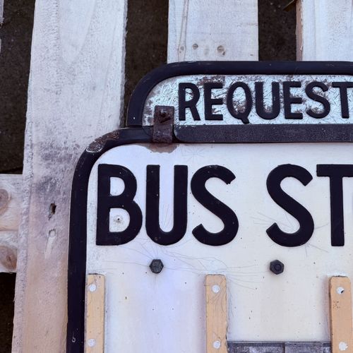 Original Vintage Double Sided Request Bus Stop Sign Route 10B British Transport — image 12