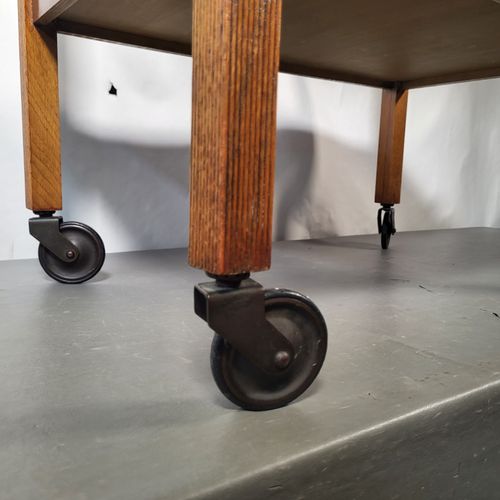 Mid Century Oak Serving Drinks Trolley Two Tier Cocktail Trolley Caster Wheels  — image 7