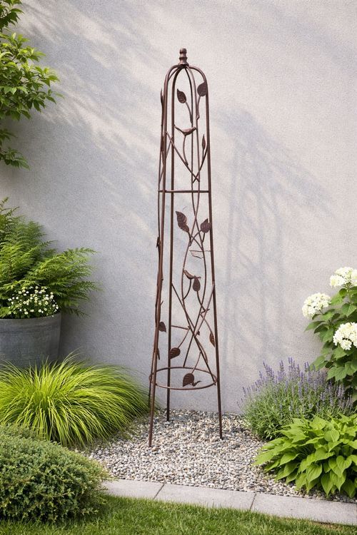 Metal Garden Obelisk Plant Support  Cage Frame Nature Bird Leaf 1.2m — image 3
