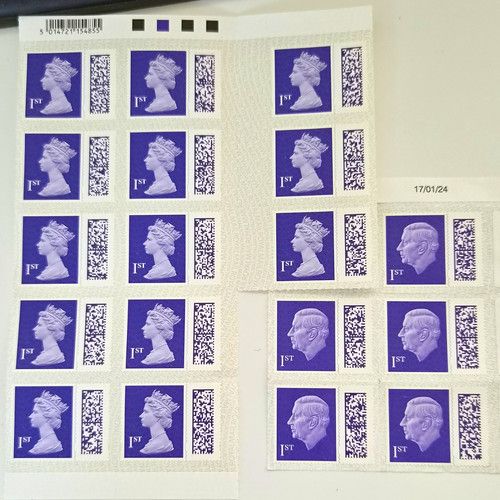 Great Britain 1st Class Purple Barcoded Definitive Stamps MNH Decimal Royalty