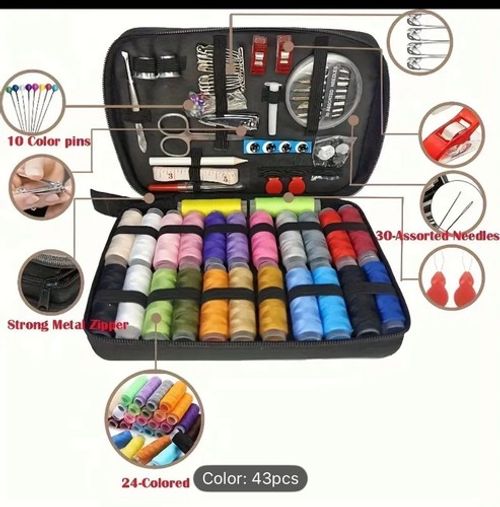 43pcs Sewing Kit with Sewing Supplies and Accessories - 24-Color Threads, Needle