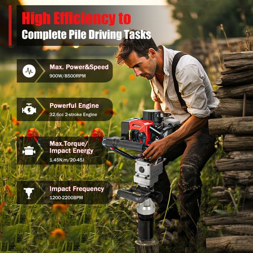 Petrol Fence Post Rammer Pile Driver Knocker Concrete Banger 2 Stroke Engine — image 9