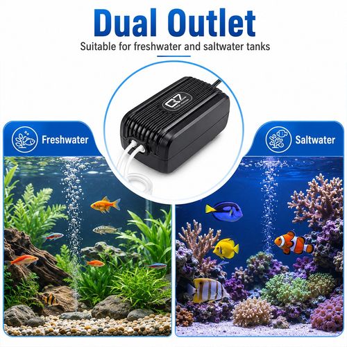 Silent Aquarium Oxygen Pump Air Pump Fish Tank Twin Outlet Valve Accessories UK — image 6