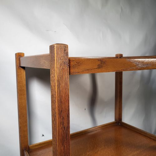 Mid Century Oak Serving Drinks Trolley Two Tier Cocktail Trolley Caster Wheels  — image 5