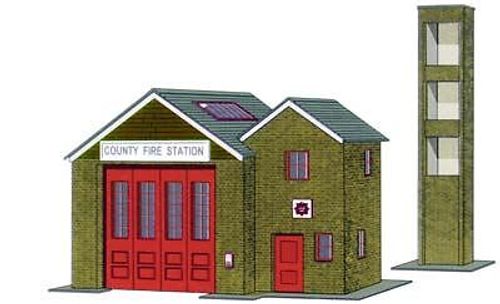 99036 B36 Superquick Country Fire Station Model Railway Scenery