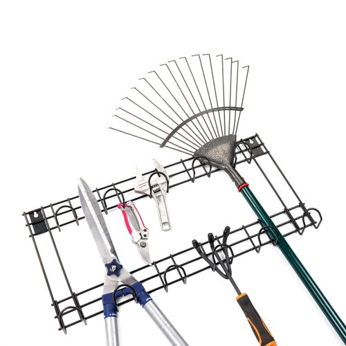 HEAVY DUTY GARDEN TOOL HOLDER WALL RACK WITH HANGER HOOKS GARAGE OUTDOOR SHED — image 5