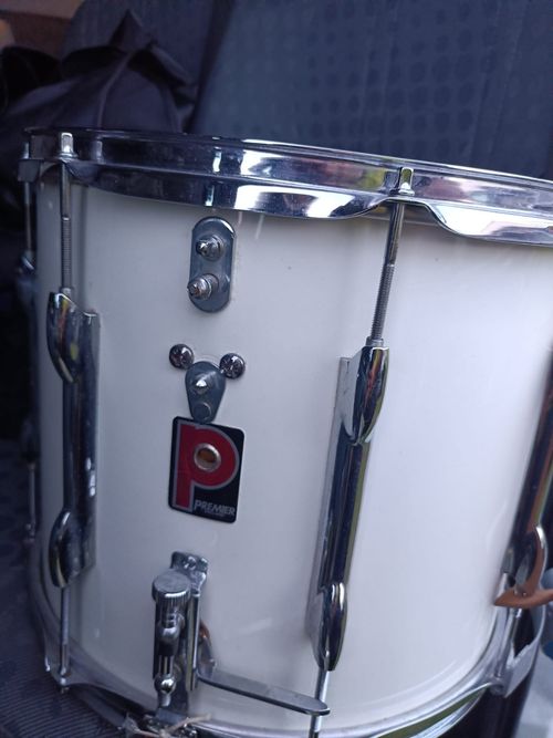 Premier Marching Snare Drum White Wood Shell with Chrome Hardware — image 2