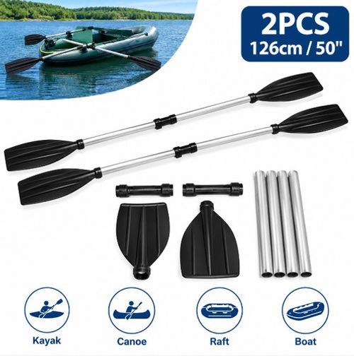 2Pcs 126cm Kayak Paddles Double Ended Boat Oars Canoe Raft Rowing Oar Black