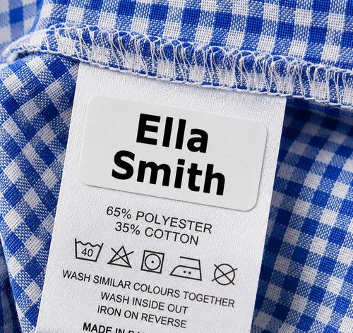 Personalised Stick On Name Labels for Clothes School Uniform Washable Name Tags