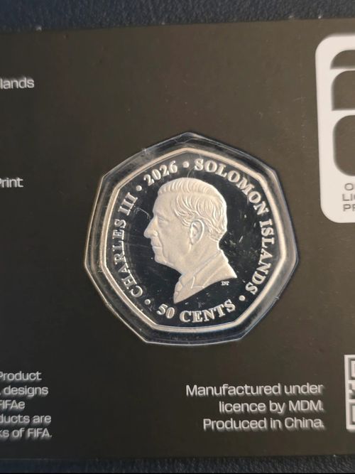 FIFA World Cup 2026, 1g 999 fine silver & Solomon Islands 50c plated coin. — image 7