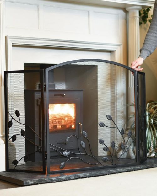 Black Arched "Overgrowth" Three Fold Fire Guard — image 2