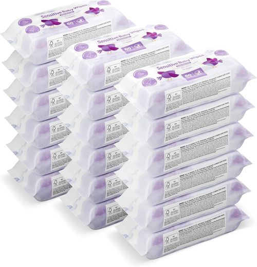 Mama Bear Sensitive Unscented Baby Wipes,Plant-Based 1080 Count (18 Packs of 60) — image 1