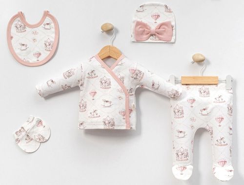 Baby Girl 5 Piece Cotton Layette Gift Set Fairground Ballons PINK 0-3m — image 6