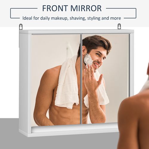 HOMCOM Wall Mounted Mirror Cabinet with Storage Shelf Bathroom Cupboard White — image 5