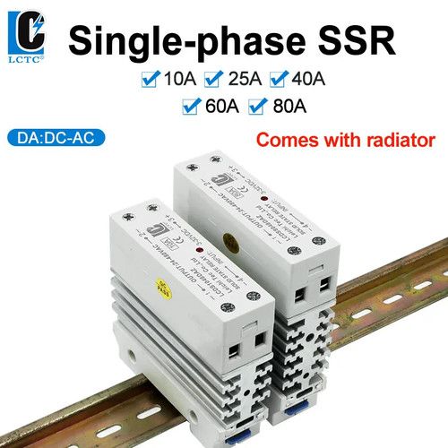 DIN Rail Mounted Relay SSR Slim Solid State Relay with Heat Sink DC Control AC 1