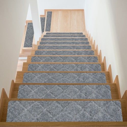Non Slip Stair Treads 4Packs 8"x30" Carpet Mat for Indoor Wooden Stairs, Gray