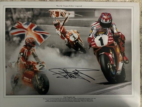 CARL FOGARTY Signed 16x12 Photo WORLD SUPERBIKE Champion AFTAL  COA