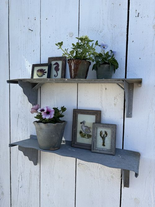 Vintage Metal Shelf With Scalloped Edge  — image 1