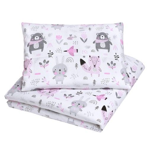 BABY BEDDING SET COT BED 2PIECE TODDLER JUNIOR BED DUVET COVER PILLOWCASE COTTON