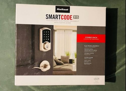 Kwikset SmartCode 915 Touchscreen Deadbolt Combo, Brushed Silver/Black — image 1
