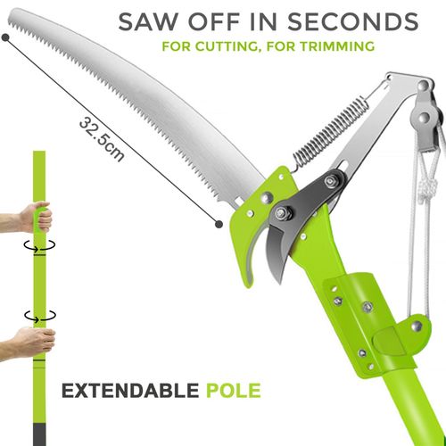 TELESCOPIC GARDEN LOPPER EXTENDABLE TREE HIGH BRANCH PRUNER CUTTER + 30cm SAW — image 7