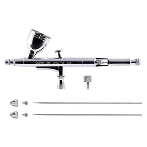Airbrush Kit Dual-Action Gravity Fluid Cup 1/4 oz 0.38 & 0.5mm Nozzles Art Paint