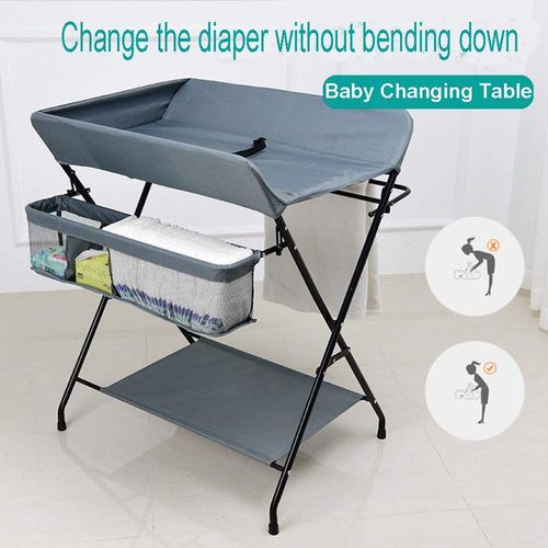 Baby Changer Table Folding Nursery Changing Station Unit with Storage Organizer — image 3